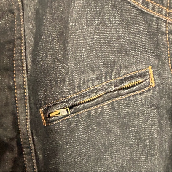 Lauren Ralph Lauren Women’s Med Dark Denim Moto Jacket w/ Gold colored hardware - Picture 7 of 15